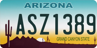 AZ license plate ASZ1389