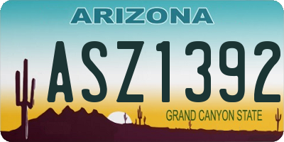 AZ license plate ASZ1392