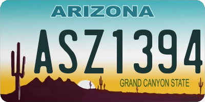 AZ license plate ASZ1394