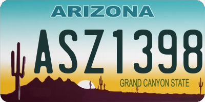 AZ license plate ASZ1398