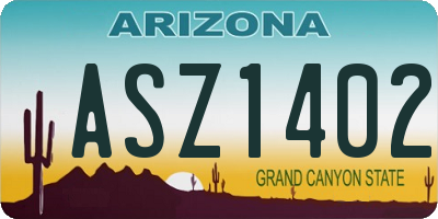 AZ license plate ASZ1402