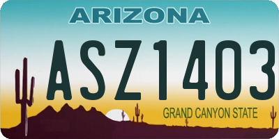 AZ license plate ASZ1403