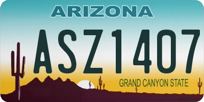 AZ license plate ASZ1407
