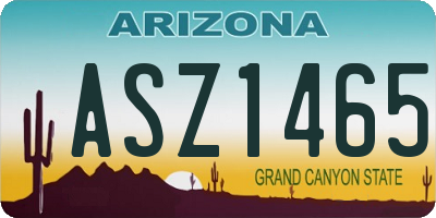 AZ license plate ASZ1465