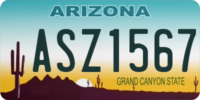 AZ license plate ASZ1567