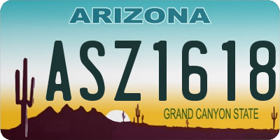 AZ license plate ASZ1618