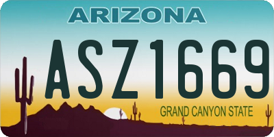 AZ license plate ASZ1669