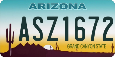 AZ license plate ASZ1672