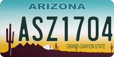 AZ license plate ASZ1704