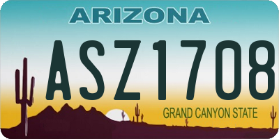 AZ license plate ASZ1708