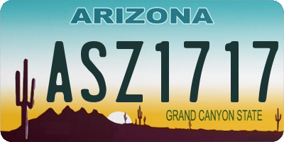 AZ license plate ASZ1717