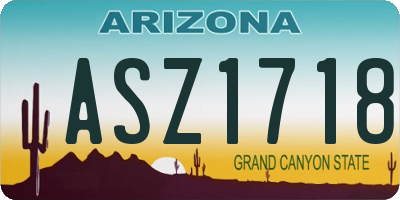AZ license plate ASZ1718