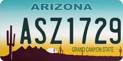 AZ license plate ASZ1729