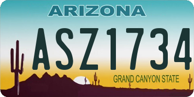 AZ license plate ASZ1734