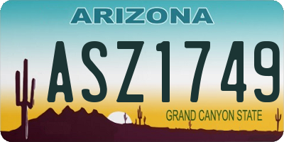 AZ license plate ASZ1749