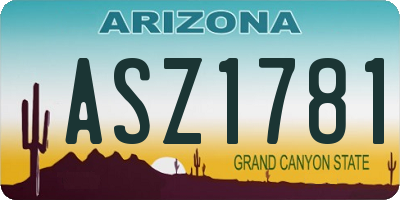 AZ license plate ASZ1781