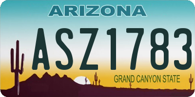 AZ license plate ASZ1783