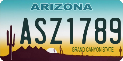 AZ license plate ASZ1789