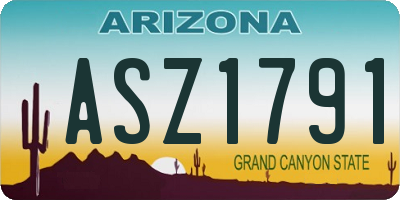 AZ license plate ASZ1791