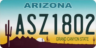 AZ license plate ASZ1802