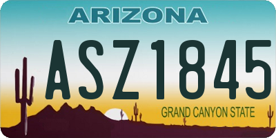 AZ license plate ASZ1845