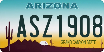 AZ license plate ASZ1908