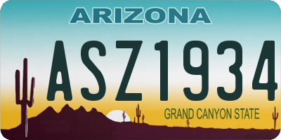 AZ license plate ASZ1934