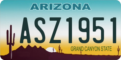 AZ license plate ASZ1951