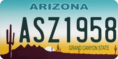 AZ license plate ASZ1958