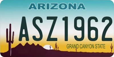 AZ license plate ASZ1962