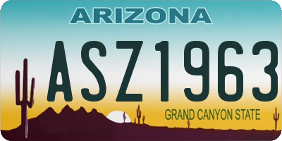 AZ license plate ASZ1963