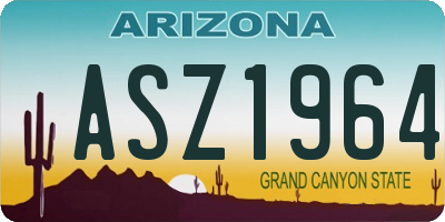 AZ license plate ASZ1964