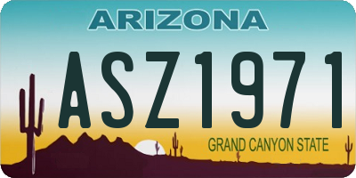 AZ license plate ASZ1971