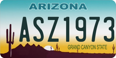 AZ license plate ASZ1973