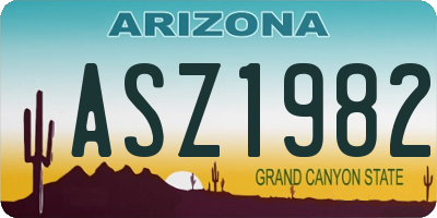 AZ license plate ASZ1982