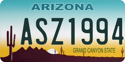AZ license plate ASZ1994