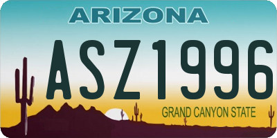 AZ license plate ASZ1996