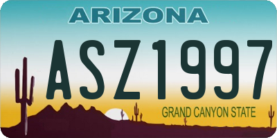 AZ license plate ASZ1997
