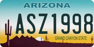 AZ license plate ASZ1998
