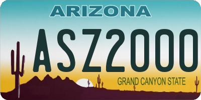AZ license plate ASZ2000