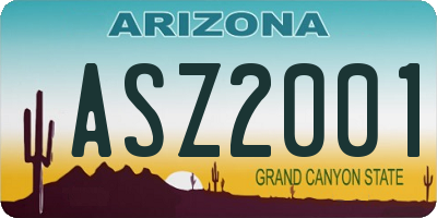 AZ license plate ASZ2001