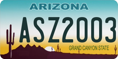 AZ license plate ASZ2003