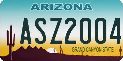 AZ license plate ASZ2004