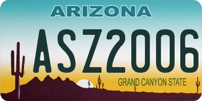 AZ license plate ASZ2006