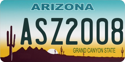 AZ license plate ASZ2008