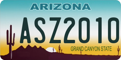 AZ license plate ASZ2010