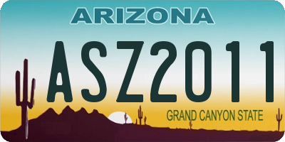 AZ license plate ASZ2011