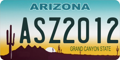 AZ license plate ASZ2012