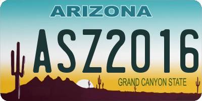 AZ license plate ASZ2016