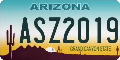 AZ license plate ASZ2019